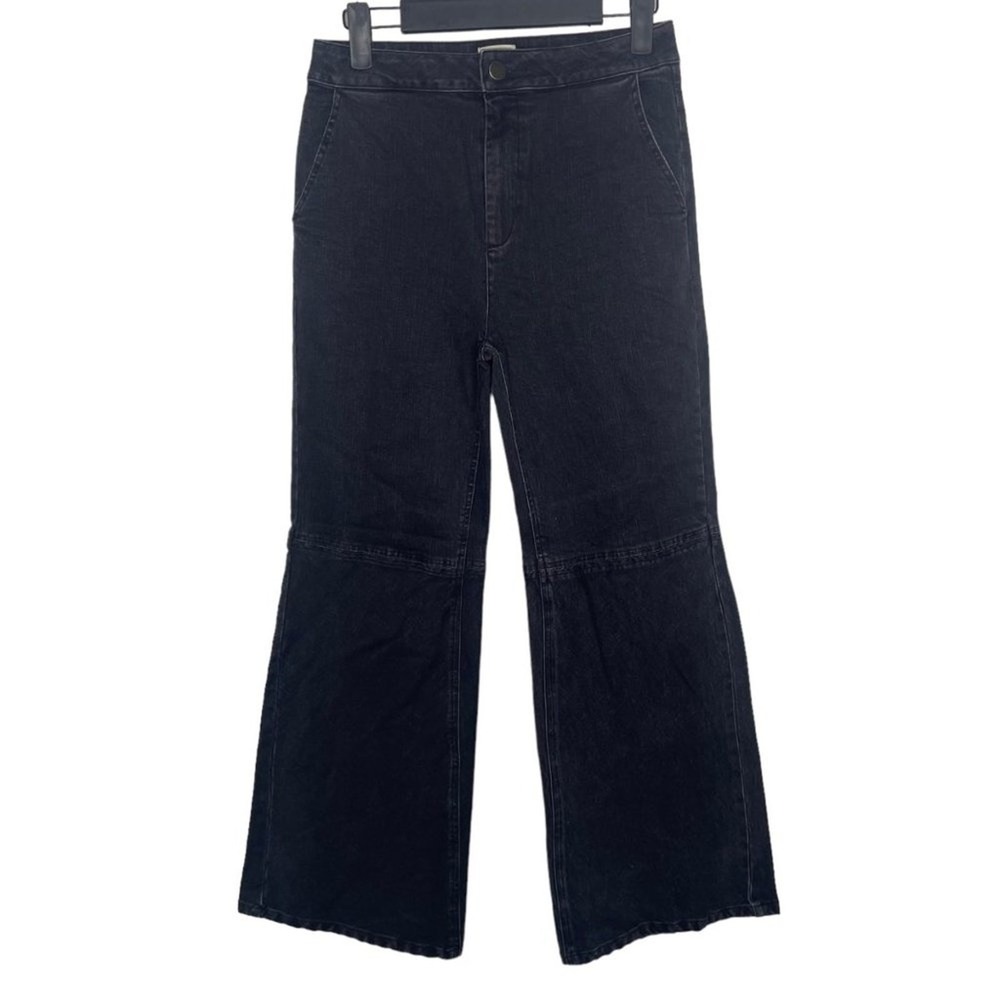 Mo:vint New York Black Wide Leg High Rise Seam Detail Jeans Style 963-00425